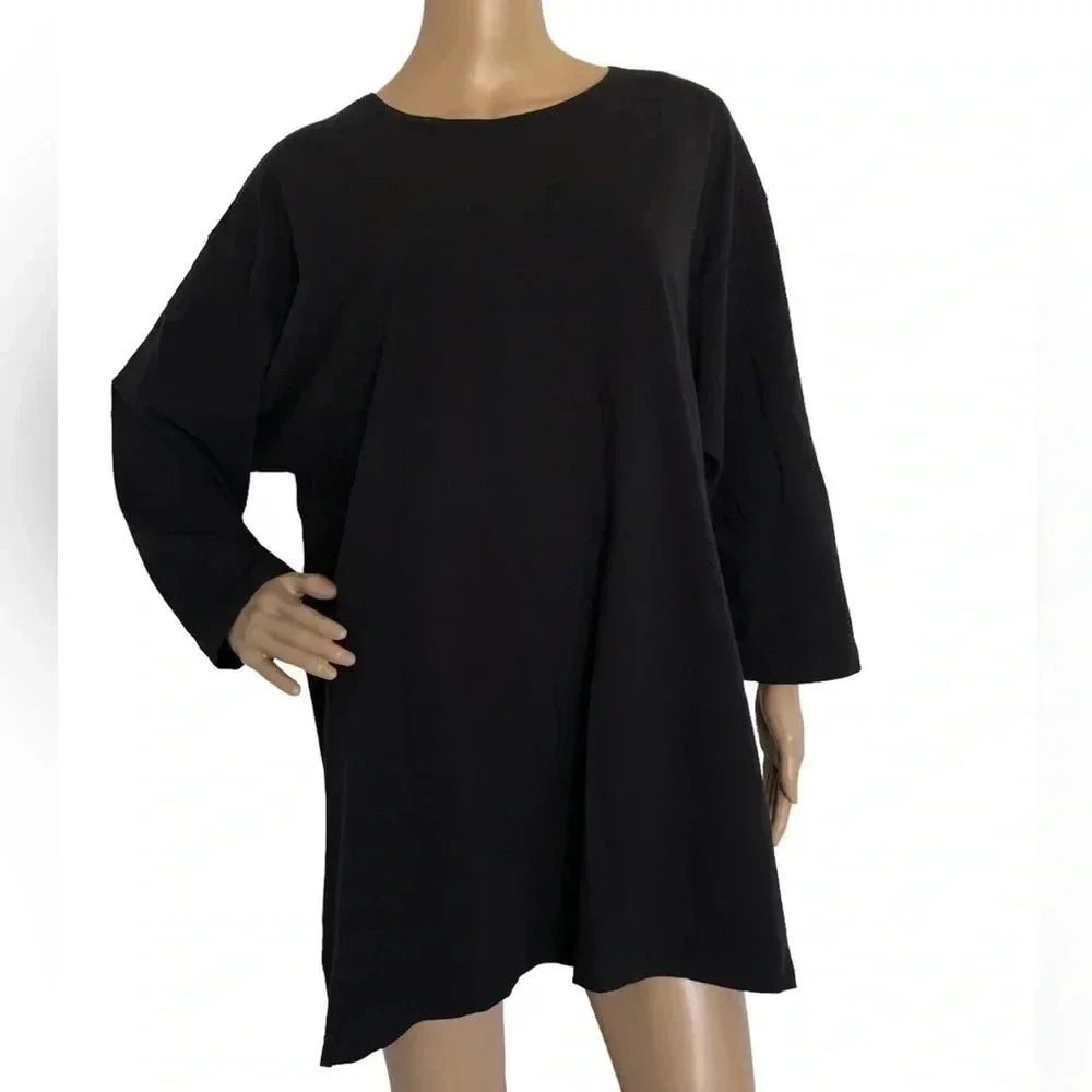 Vintage Tape Measure New York Y2K Oversized Slouchy Black Pullover Size L